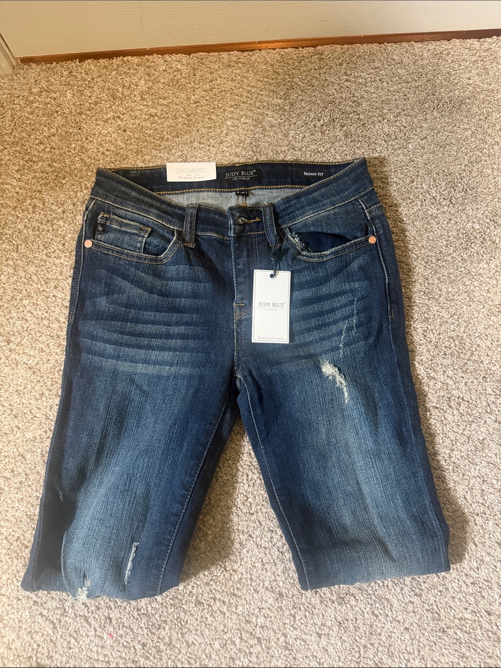 Judy Blue Dark Blue Distressed Skinny Jeans